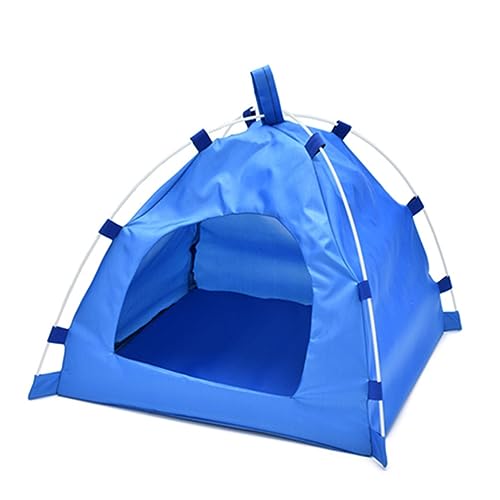 YARNOW Faltbares Hundezelt Aus Oxford Haustiere Und Feuchtigkeitsbeständig Mit Abnehmbarer Fiberglasstange Für Outdoor-Reisen Und Camping Blau von YARNOW