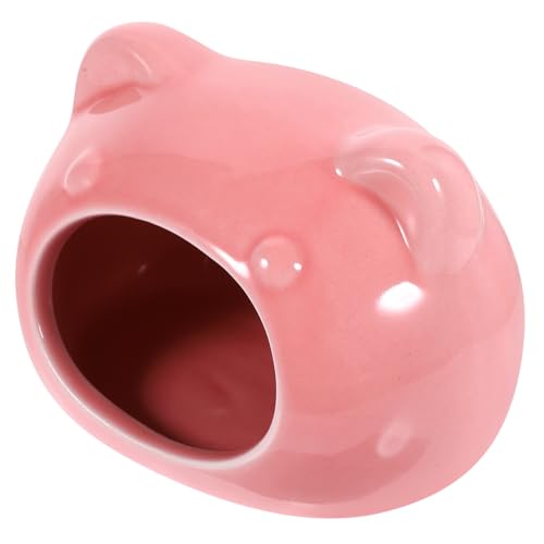YARNOW Hütte Bett Hamsterkäfig Meerschweinchen Versteck Heu Drinnen Haustier Klein Verstecken Hamster -versteck Sommerhamsterversteck Hamster-sommerschlafhaus Rosa Keramik von YARNOW