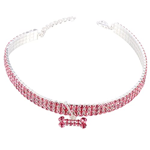 YARNOW Schmuck Hundehalsband für Mädchen kleine Hundehalsbänder Japanisches Katzenhalsband Kätzchenhalsband Hunde hundekragen kristall hundehalsband Haustierzubehör Strasssteine Rosa von YARNOW