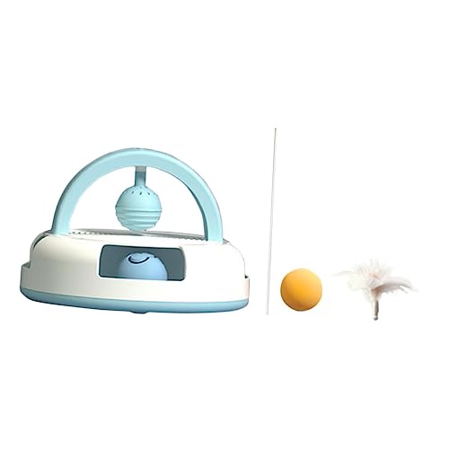 YARNOW Interaktives Katzenspielzeug mit Tischtennisball und Katzenangel Trainingsspielzeug zur Beschäftigung und Aktivierung Natürlicher Instinkte für Katzen Blau von YARNOW