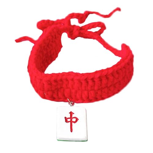 YARNOW Niedliche Katzenhalsbänder Für Mädchen Exquisites Rotes Strickhalsband Für Kätzchen Modisches Haustier-anziehaccessoire Halsschmuck Für Haustiere Größe L von YARNOW