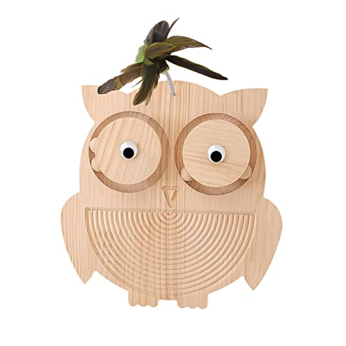 YARNOW Katzenkratzspielzeug Aus Holz Mit Sisalball Eulenform Kratzbrett Für Kätzchen Und Sicher Fördert Bewegung Und Interesse von YARNOW