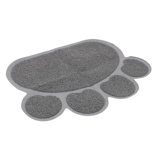 YARNOW Katzenstreu Matte Wurf Pfotenförmige Katzentoilette Gericht Fütterungsmatte Boden Haustiermatte Für Futter rutschfeste Katzentoilettenmatte Matten Katzenstreu Pad Welpe PVC Grau von YARNOW