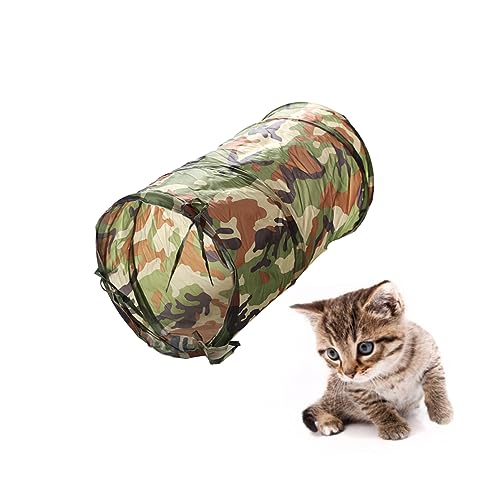 YARNOW 2löcher Spieltunnel Für Katzen Grün Camouflage Faltbar Spielzeug Katzenspielzeug Haustier Tunnel Kätzchenröhren von YARNOW