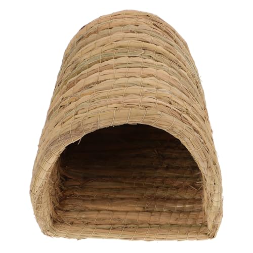 YARNOW Kleines Haustierhaus coop Chinchilla Korb Träger faltbar Strohnest Kleintiernest Kleintierversteck Strohgewebtes Haustier Nest Kleintierhöhle Hamsterhaus gewebtes Nestbett Green von YARNOW