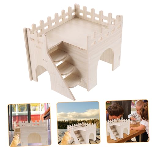 YARNOW Mehrstöckiges Kleintier-mechanismus-holzhaus Nagetier Verstecke Hamsterhäuschen Hamsterversteckhaus Leiter Kletterspielzeug Für Hamster Drinnen Hamsterspielzeug Klettern Hölzern von YARNOW