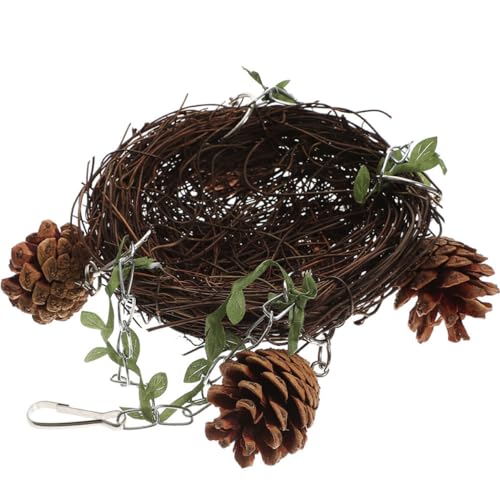 YARNOW Natürliches Rattan Vogelnest Vogelspielzeug Für Wellensittiche Netz Papageien Vogelfutterstation Vogelstange Für Papageien Hängematten Vogelzuchtkäfig Vogelspielplatz von YARNOW