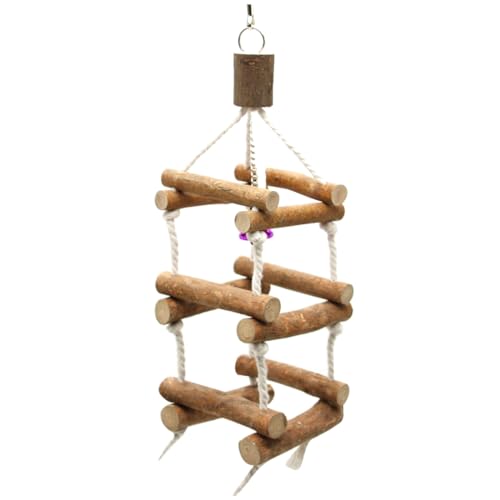 YARNOW Hängende Vogelschaukel Mit Rattanbrücke Kau Spielzeug Für Papageien Wellensittiche Und Kleine Vögel Fördert Bewegung Und Geschicklichkeit Zufälliger Stil von YARNOW
