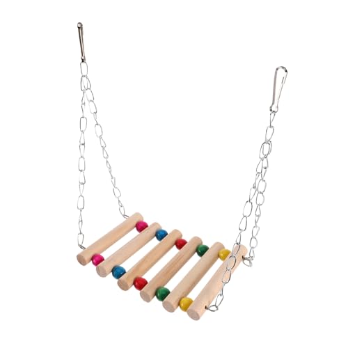 YARNOW Holz-papageienleiterbrücke Mit Kletterschaukel-Spielzeug Vogelkäfigzubehör Geeignet Für Vögel Papageien Eichhörnchen Nymphensittiche Aus Robustem Holz Und Edelstahl Einfach von YARNOW
