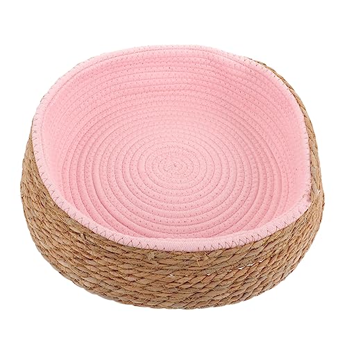 YARNOW Rattan Haustierbett Gewebtes Für Haustiere Bequeme Welpenmatte Rundes Hundebett Hundebett Katzenkorb Bett Gewebtes Haustiernest Warme Schlafunterlage Haustier von YARNOW