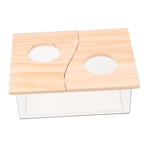 YARNOW Sandbad für Hamster Hamsterbad Badewanne für Haustiere klein Deckel Sandkasten Hamster klo Hamster sandbad behälter spritzwassergeschütztes Duschbecken Hamster Toilette hölzern von YARNOW