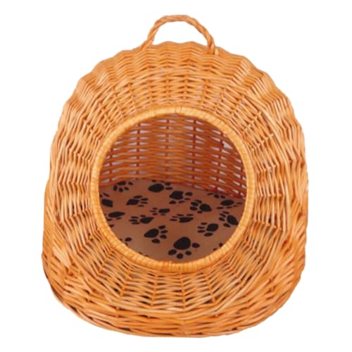 YARNOW Sommerliches Katzenhaus aus Rattan mit Atmungsaktivem Design und Weichem Kissen Kleines Haustiernest für Katzen und Kleine Hunde Stabiler Halboffener Rückzugsort Zufällige Farbe YARNOW Sommerliches Katzenhaus aus Rattan mit Atmungsaktivem Design und Weichem Kissen Kleines Haustiernest für Katzen und Kleine Hunde Stabiler Halboffener Rückzugsort Zufällige Farbe von YARNOW