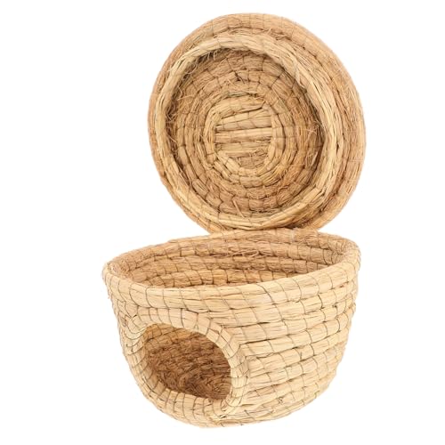 YARNOW Stroh Kaninchenstall Hamsterkäfig Kaninchen Hamsterhaus Hamster Kinderwelpe Strohhamster Grashamster Fuchsmaske Holländisches Hamster Kaninchennest von YARNOW