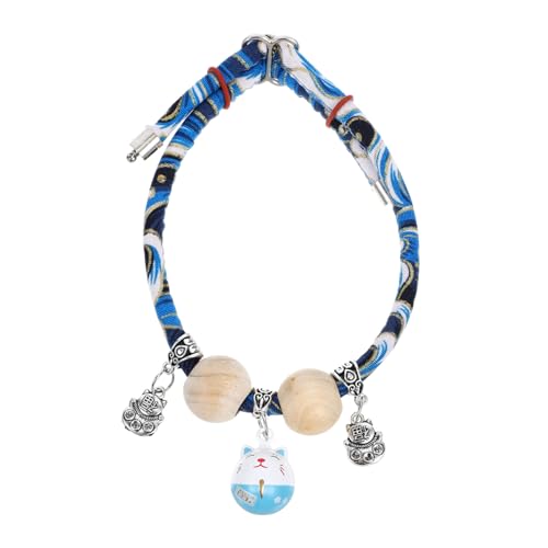 YARNOW Verstellbares Japanisches Katzenhalsband mit Glocke und Segelschnur Anhänger Baumwollmaterial Sicherer Sicherheitsverschluss Stilvolles für Kätzchen und Kleine Blaue Xs von YARNOW