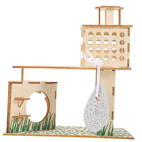 YARNOW Villa Mit Hamster-klettergerüst Live Rattenspielzeug Und Zubehör Für Käfige Klettern Dekoration Hamster Unterschlupf Haustier Nest Häuser Hamsterhaus Kleintiere Rennmaushaus Holz von YARNOW