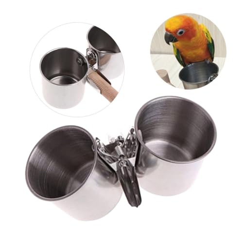 YARNOW Vogelfutternapf Einzelbecher Für Papageien Edelstahl Vogelfutter- Und Wasserbecher Mit Clip Für Den Käfig von YARNOW