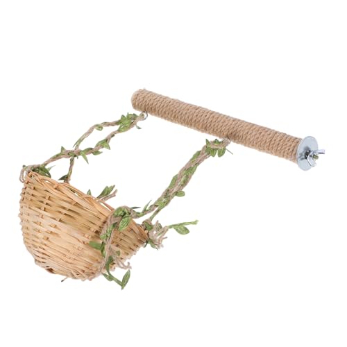 YARNOW Papageien-sitzstangen Käfig-spielzeugständer Vogel-spielständer Aus Holz Mit Schaukel Nest Kletterzweig Für Sittiche von YARNOW