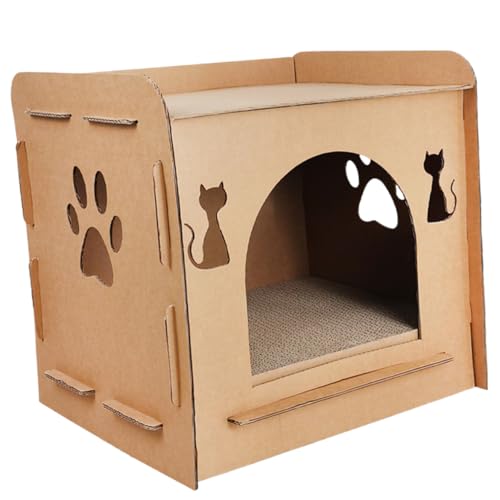 YARNOW Wellpappe-Kratzbaum für Katzen Katzenhaus Katzenversteckbett Katzenkratzhütte Würfel katzenmöbel cat Furniture Katzenkratzerhaus aus Pappe Katzenboxen für Wohnungskatzen Wellpapier YARNOW Wellpappe-Kratzbaum für Katzen Katzenhaus Katzenversteckbett Katzenkratzhütte Würfel katzenmöbel cat Furniture Katzenkratzerhaus aus Pappe Katzenboxen für Wohnungskatzen Wellpapier von YARNOW