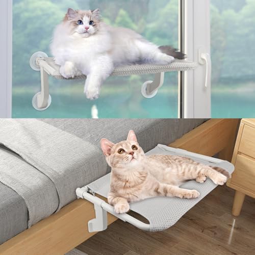 YARVPUV 2-in-1 Katzen Fensterliege 53.5x39.5cm Fensterliege für Katzen Katzenbett Fenster mit Saugnäpfe und Hakenmodus, Fensterbrett Katze Bis zu 25kg Tragfähigkeit, Katzenhängematte-Grau YARVPUV 2-in-1 Katzen Fensterliege 53.5x39.5cm Fensterliege für Katzen Katzenbett Fenster mit Saugnäpfe und Hakenmodus, Fensterbrett Katze Bis zu 25kg Tragfähigkeit, Katzenhängematte-Grau von YARVPUV