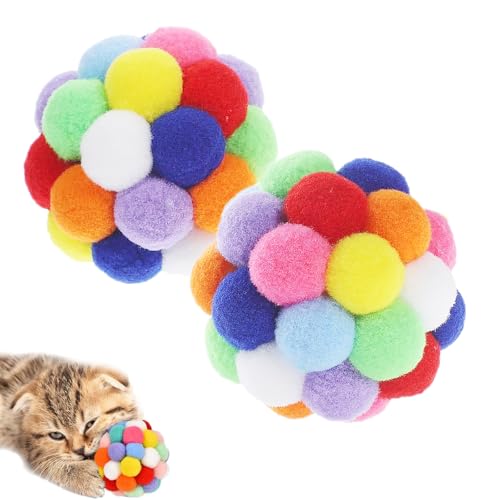 YASPOK 9 x Katzenspielzeugbälle, 4,4 cm weicher Bommelball für Kätzchen, bunte, weiche, flauschige Bälle, integrierte Glocke für Katzen, interaktives Kauspielzeug für Indoor-Katzen und Kätzchen YASPOK 9 x Katzenspielzeugbälle, 4,4 cm weicher Bommelball für Kätzchen, bunte, weiche, flauschige Bälle, integrierte Glocke für Katzen, interaktives Kauspielzeug für Indoor-Katzen und Kätzchen von YASPOK