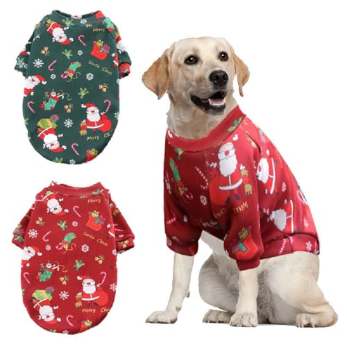 2PCS Hunde Weihnachten Shirts Haustier Weihnachtskostüm Hund Sweatshirt Hund Ausgeht Weihnachten Kleidung (Large) von YASREKUYI