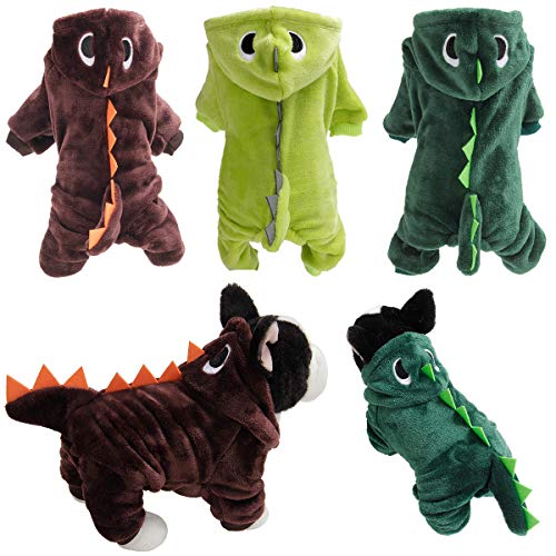 3 Stück Dinosaurier-Haustier-Halloween-Bekleidung, Cosplay-Kostüm, Zubehör für Halloween und Weihnachten, Hunde-Halloween-Kostüm, Haustier-Dino-Kapuzenpullover für kleine Hunde (mittelgroß) von YASREKUYI