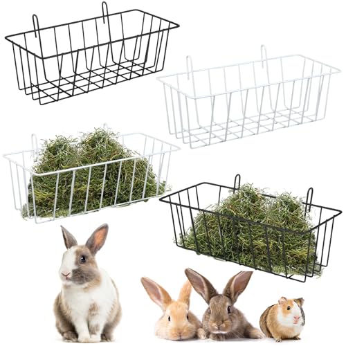 YASUOA Kaninchen-Heu-Futterspender mit Haken, robuster Metall-Heuhalter, kleines Haustier-Heu-Futterspender, ideales Fütterungszubehör für Kaninchen (4 Packungen) von YASUOA