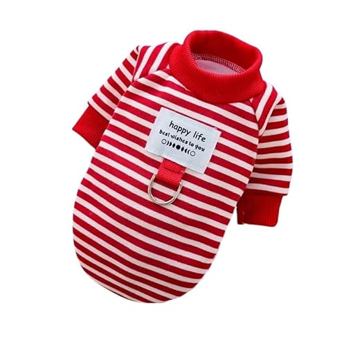 Haustierkleidung Haustier Hund Hoodies Herbst Winter Warme Hundekleidung for kleine Hunde Kätzchen Welpen Kostüme Gestreiftes Hundeshirt(Red,L) von YATINGZHANG