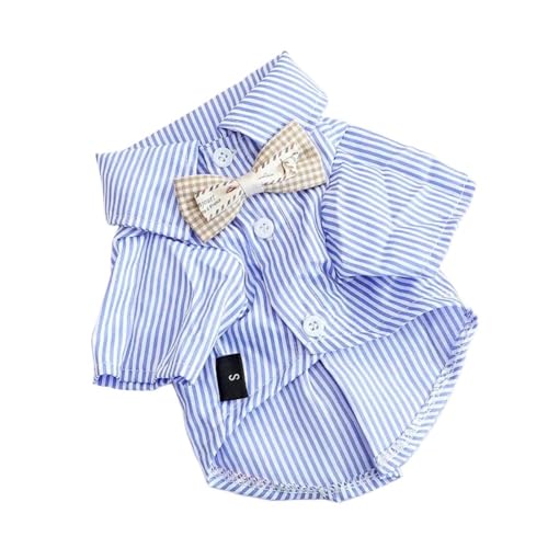 Haustierkleidung Haustier-Hunde-Kleidung, Katzen-Kleidung, Schleife, gestreifte Hemden for kleine, dünne Sommer-Blaue Mode-Haustierprodukte(Blue,S) von YATINGZHANG
