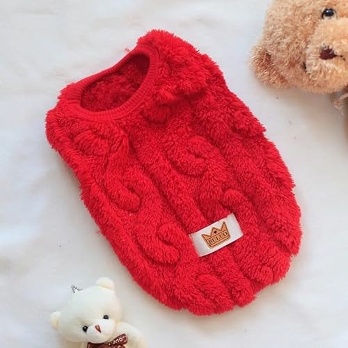 Haustierkleidung Herbst Winter Hund Kleidung Haustier Warme Weste Weiche Solide Kleine Mantel Katze Kostüm(Red,L) von YATINGZHANG