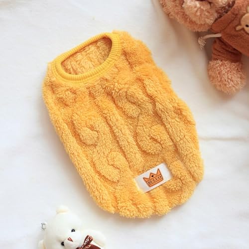 Haustierkleidung Herbst Winter Hund Kleidung Haustier Warme Weste Weiche Solide Kleine Mantel Katze Kostüm(Yellow,XS) von YATINGZHANG