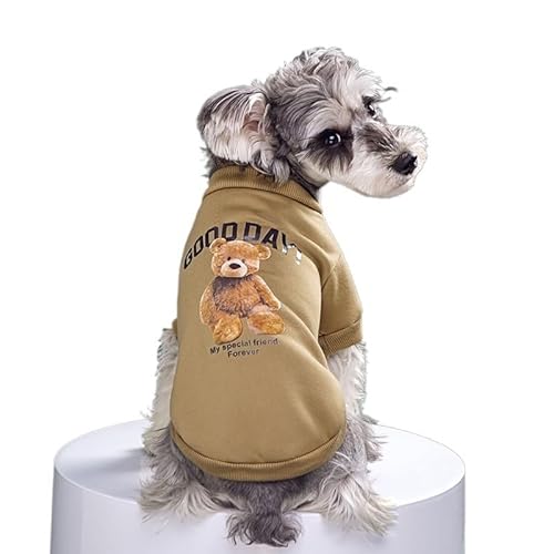 Haustierkleidung Herbst und Winter warme süße Bär dünne Hund Katze Haustier Kleidung Basis Shirt Welpen for kleine Hunde(Khaki,XS) von YATINGZHANG