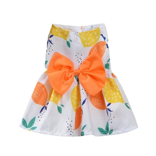 Haustierkleidung Hunde-Prinzessinnenkleid, niedliches bedrucktes Welpenkleid mit Schleife, süßer Katzenrock, Sommer, dünnes Haustier, Hochzeit, Party, Hundekleidung(Orange,XS) von YATINGZHANG