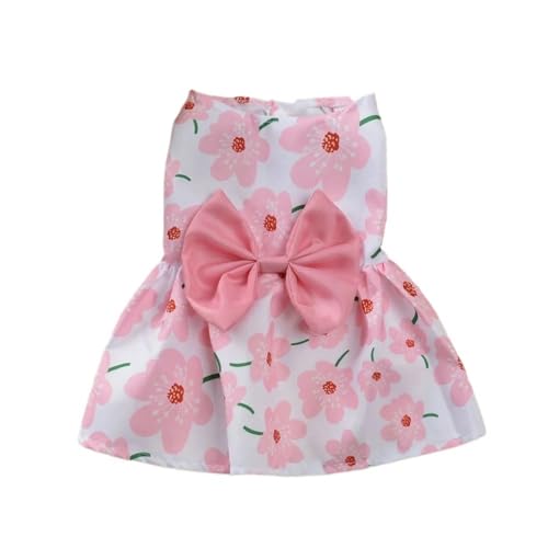 Haustierkleidung Hunde-Prinzessinnenkleid, niedliches bedrucktes Welpenkleid mit Schleife, süßer Katzenrock, Sommer, dünnes Haustier, Hochzeit, Party, Hundekleidung(Pink,XS) von YATINGZHANG
