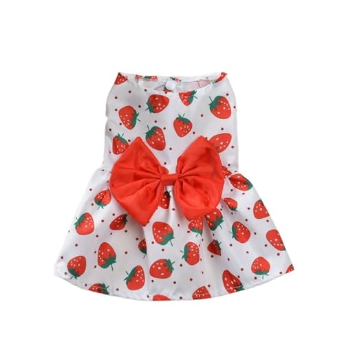 Haustierkleidung Hunde-Prinzessinnenkleid, niedliches bedrucktes Welpenkleid mit Schleife, süßer Katzenrock, Sommer, dünnes Haustier, Hochzeit, Party, Hundekleidung(Red,XS) von YATINGZHANG