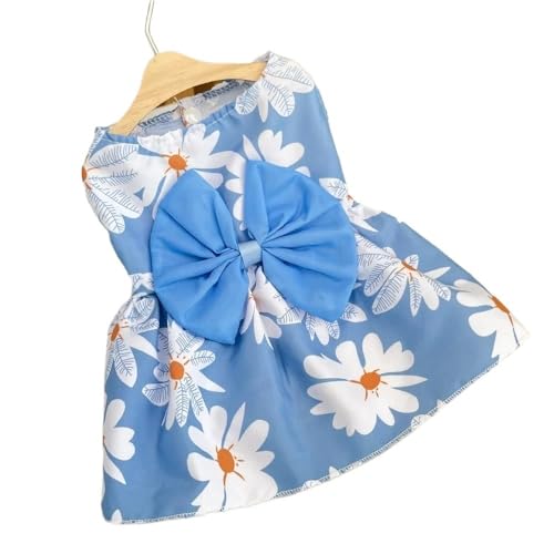 Haustierkleidung Hundekleider for Hündinnen, Haustier-Hundewelpen, Blumen-Prinzessin-Rock, Sommer-Kleidung for kleine Hunde, Haustier-Hochzeitsparty-Kostüm for(Blue,M) von YATINGZHANG