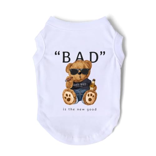 Haustierkleidung Hundekleidung, modisches Singlet, Sommer, kleine und mittelgroße Welpenkleidung, Haustier-T-Shirt, Tops, Weste(White,XL) von YATINGZHANG