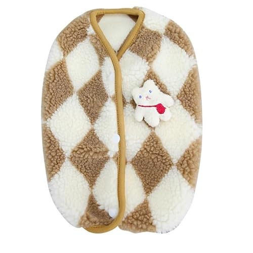 Haustierkleidung Hundekleidung Karierte Haustierjacke for kleine Hunde Winter Warmer Welpenmantel Heimtierbedarf(Kaki,L) von YATINGZHANG