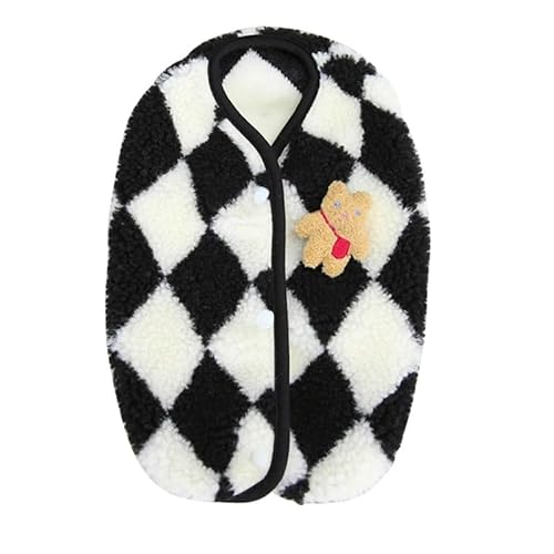 Haustierkleidung Hundekleidung Karierte Haustierjacke for kleine Hunde Winter Warmer Welpenmantel Heimtierbedarf(Noir,L) von YATINGZHANG