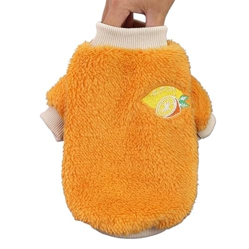 Haustierkleidung Hundekleidung mit Fruchtmuster for kleine und mittelgroße Hunde, warme Plüschweste for Welpen(Orange,M) von YATINGZHANG