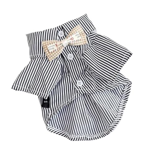 Haustierkleidung Hundekleidung mit Schleife, gestreift, Hemden for Hunde, Kleidung, Katze, klein, dünn, Sommer, blau, modische Haustierprodukte(Noir,L) von YATINGZHANG