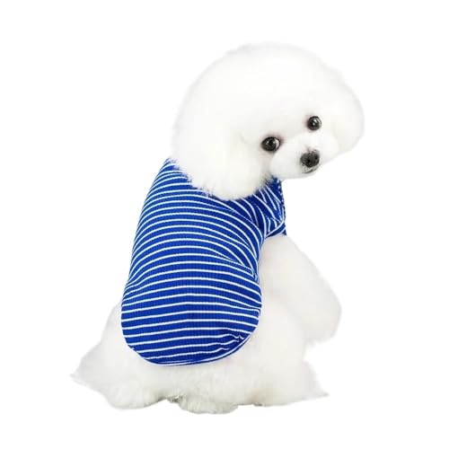 Haustierkleidung Hundepullover-Weste for kleine große Hunde, Kleidung, Hemd, Streifen, Haustierkleidung, Sommer-Welpen-Hundeweste for(Blue,M) von YATINGZHANG