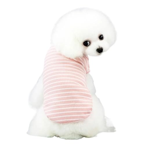 Haustierkleidung Hundepullover-Weste for kleine große Hunde, Kleidung, Hemd, Streifen, Haustierkleidung, Sommer-Welpen-Hundeweste for(Pink,L) von YATINGZHANG