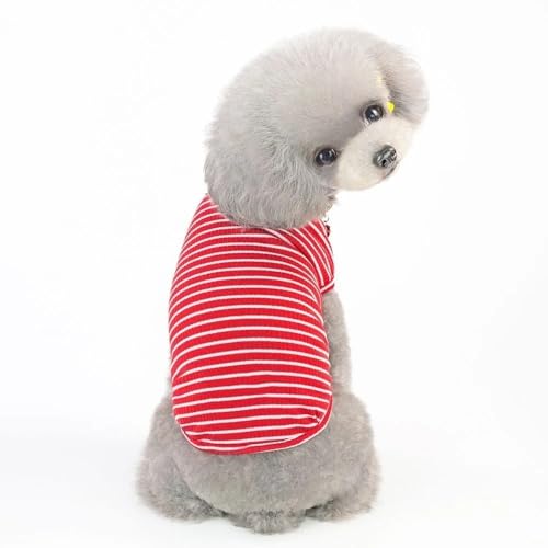 Haustierkleidung Hundepullover-Weste for kleine große Hunde, Kleidung, Hemd, Streifen, Haustierkleidung, Sommer-Welpen-Hundeweste for(Red,M) von YATINGZHANG