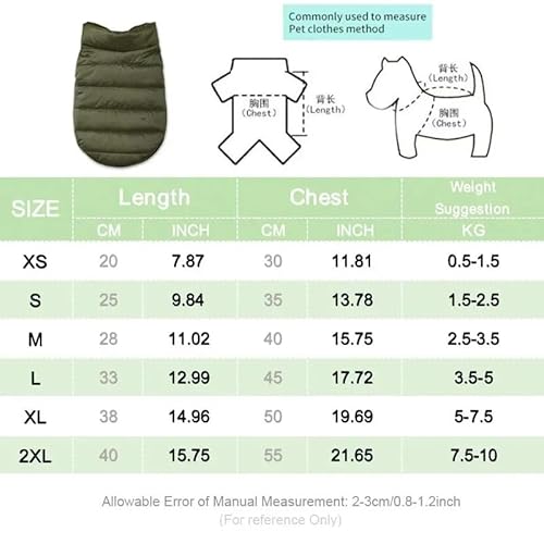 Haustierkleidung Kleine Hundekleidung Winter Warme Haustierweste Welpenmantel(Green,M) von YATINGZHANG