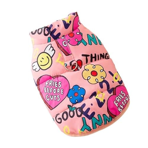 Haustierkleidung Mode Druck Hund Daunenjacke Nette Weiche Kleidung Winter Katze Jacke Mantel Warme Welpen Kostüm(Pink,S) von YATINGZHANG