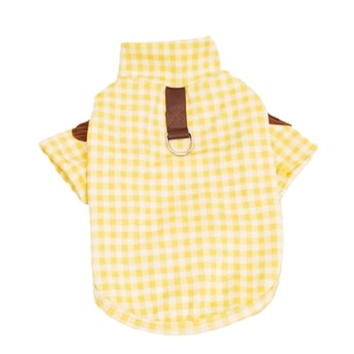 Haustierkleidung Mode Hund Kleidung Niedlichen Kariertes Hemd Frühling Welpen Kostüm Warme Weiche Katze Shirt Haustier Pullover(Yellow,XXL) von YATINGZHANG