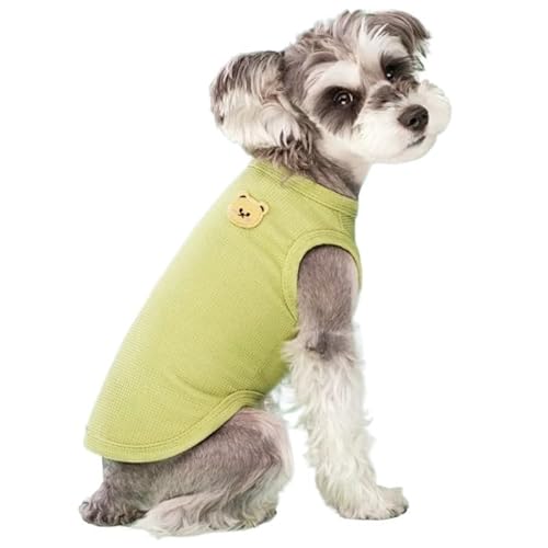Haustierkleidung Sommer Coole Hundekleidung, solides Hunde-T-Shirt, Haustierkleidung, modische Welpenweste, niedliche Bären-Druckkleidung(Green,M) von YATINGZHANG