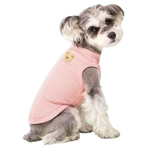 Haustierkleidung Sommer Coole Hundekleidung, solides Hunde-T-Shirt, Haustierkleidung, modische Welpenweste, niedliche Bären-Druckkleidung(Pink,S) von YATINGZHANG