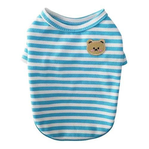 Haustierkleidung Sommer-Hundekleidung, Bärendruck, Streifen-T-Shirt, Hundekleidung, Katzen-dünne Hemden, Haustierkostüm(Blue,XXL) von YATINGZHANG